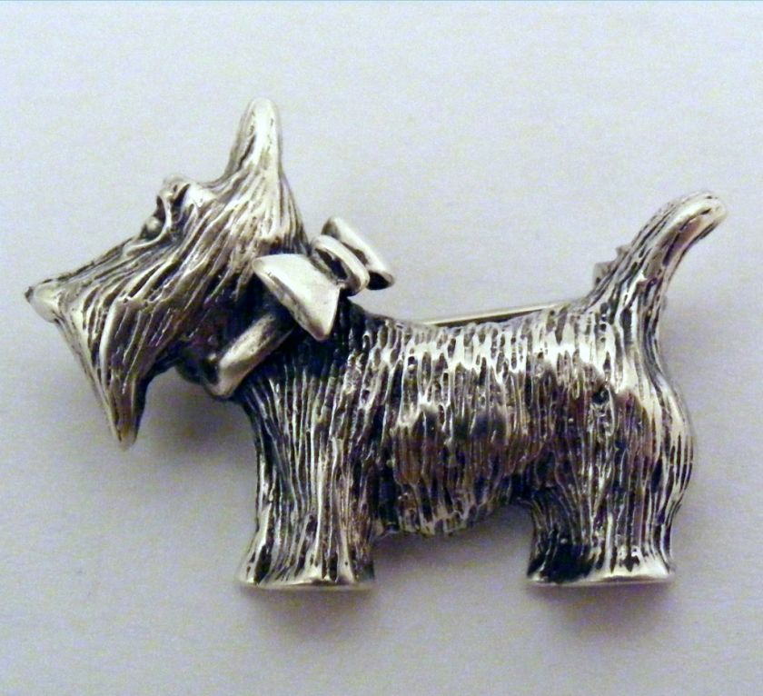 STERLING SILVER SCOTTISH TERRIER DOG BROOCH PIN  