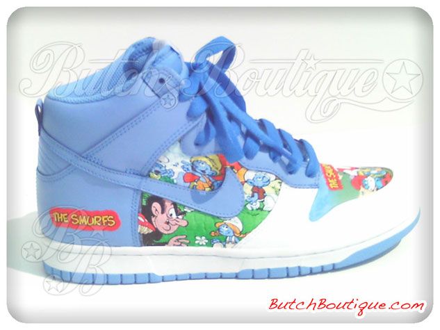 Rare Exclusive Smurfs Sneaker Authentic NIKE DUNK HIGH Men Size 7.5 on ...