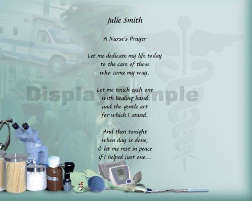 Nurse Nursing Prayer Personalized Poem Graduation Gift  