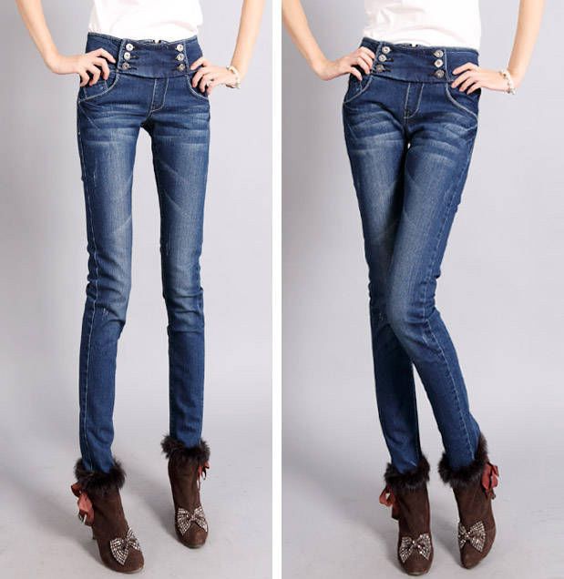   Casual High waist Jeans Skinny pencil jeans Stretch Denim Pants  