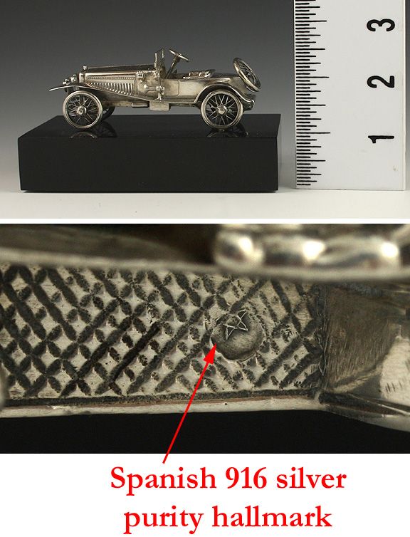 HISPANO SUIZA ALFONSO XIII SILVER MINIATURE MODEL CAR  