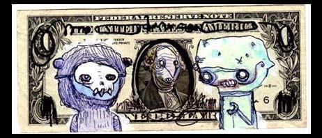   FINK outsider ORIGINAL lowbrow goth horror pop modern ZOMBIE MONEY 52