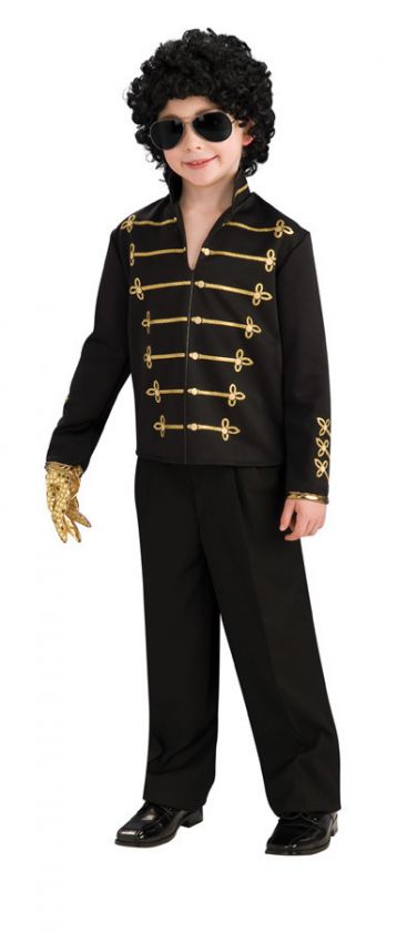 Michael Jackson Black Military Jacket Costume Child Lg  