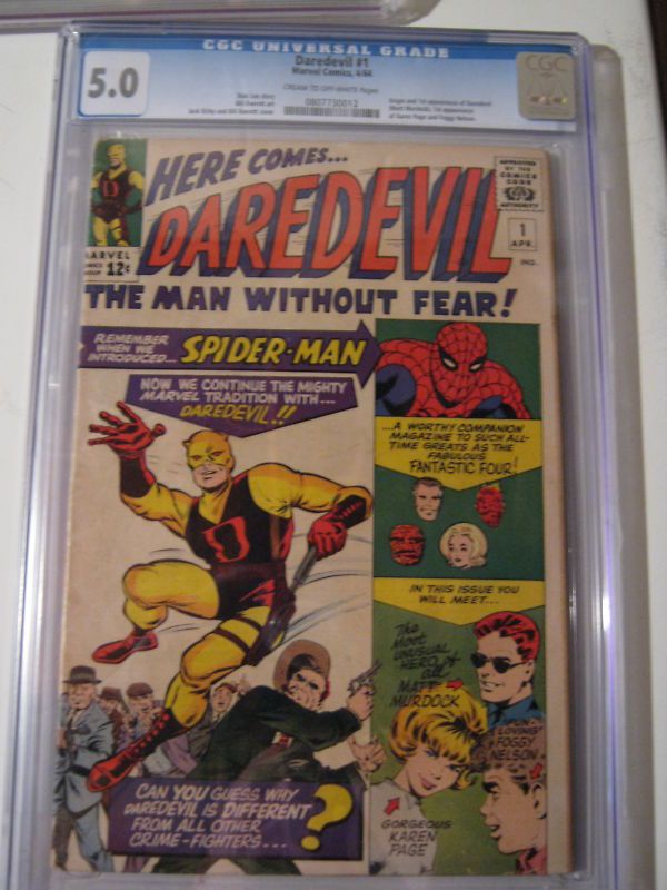Marvel comic book CGC 5.0 Daredevil 1 Off W to W 1964  