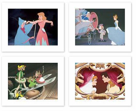 Disney CINDERELLA 2005 Lithograph Set of 4 lithographs  