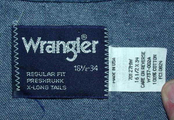 Vintage WRANGLER USA Denim Western Pearl Snap Shirt Lg Cowboy Broken 