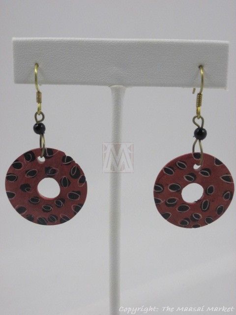 African Jewelry Maasai Soapstone Earrings Kenya Handmade #298  