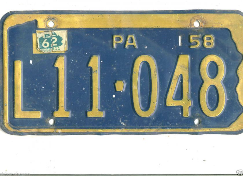 LOT F~1958/62 PENNSYLVANIA~L11 048~LICENSE PLATE~TAG  