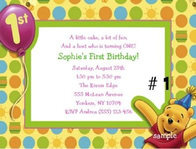 10 CUSTOM WINNIE THE POOH 1ST BDAY INVITATIONS BOY/GIRL  