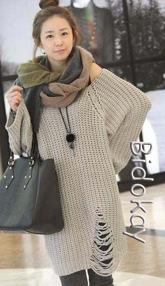 H362 New women fashion loose hollow jumper knit sweater  