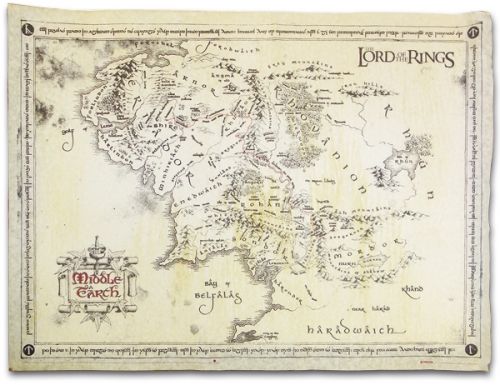 LORD OF THE RINGS   PARCHMENT POSTER   MIDDLE EARTH MAP  