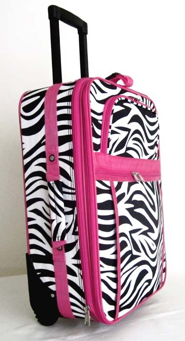 Piece Luggage Set Travel Bag Rolling Case Wheel Upright Pink Zebra 