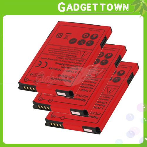   Battery For HTC EVO 4G SHIFT 4G / Droid incredible 6300 Red  