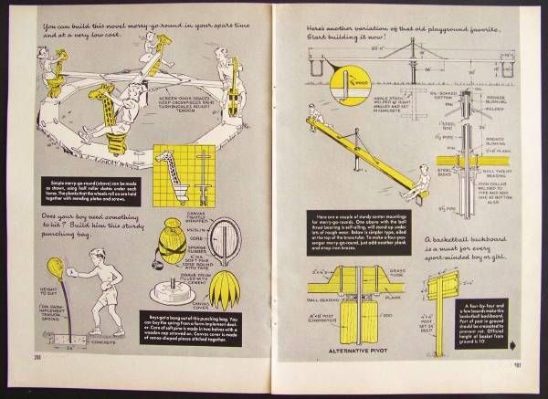 Playground Equipment 1950 How To build PLANS Swing/Slide +More  