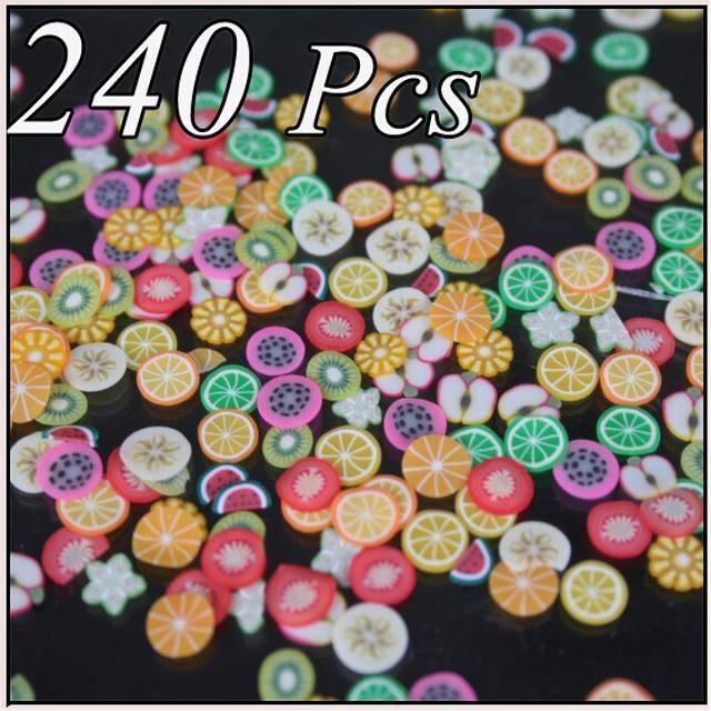 240PCS FRUIT FIMO 3D SLICE NAIL ART DECORATION a7  