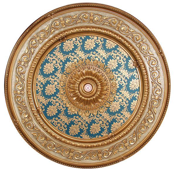 Gold Blue Circle Ceiling Medallion Leaf Scroll Motif 59  