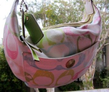 COACH SIGNATURE CC Spring Colors SCRIBBLE TOP ZIP HOBO SHOULDER BAG 