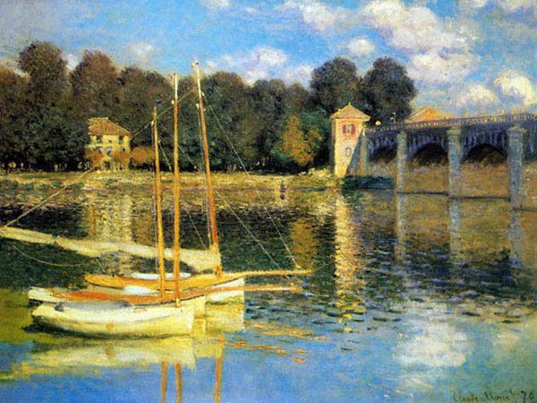 MONET BRIDGE REPRO ARGENTEUIL FINE ART CANVAS 30x24  