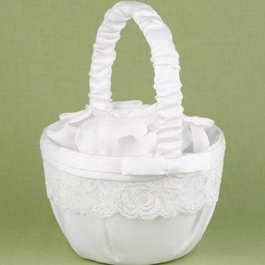 NEW White Lace Wedding Flower Girl Basket    I Have Multiple 