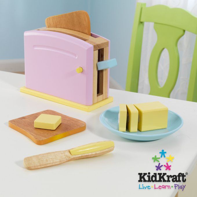 KidKraft Pastel Toaster Wood Kids Pretend Play Set 706943631621  