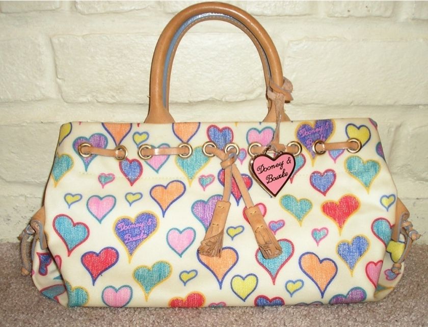 DOONEY & BOURKE Hearts Tassle Tote Bag Purse Handbag  