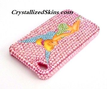 IPHONE 4 OR 3 PINK TINKERBELL CASE COVER MADE WITH SWAROVSKI CRYSTALS 