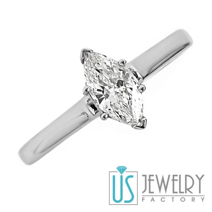   Cut Solitaire Diamond Engagement Ring Prong Set 14k White Gold  