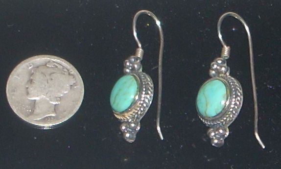 Vintage Southwest Sterling & Turquoise Earrings  