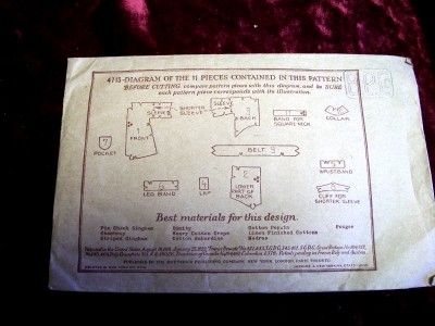 ANTIQUE BUTTERICK CHILD ROMPER PATTERN 1919 RARE  