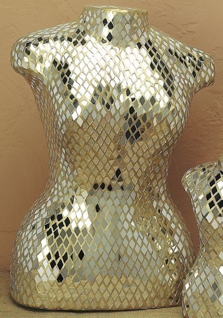 Large Mirrored Mosaic Dress Form Mannequin  