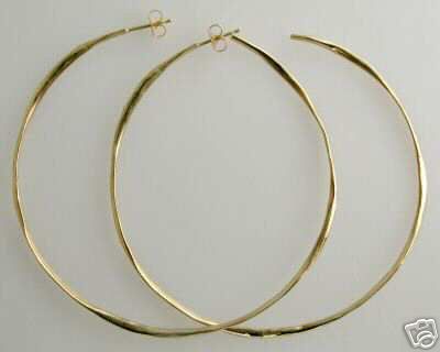 18K gold large hoop BEACH earrings 2 3/4 diameter  