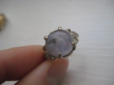 Vintage Art Deco Solid 14k Gold Blue Star Sapphire Ring  