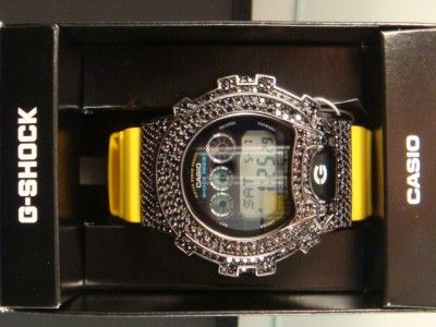 Mens Casio G Shock Black Cz Stone Wrist Watch NIB Icy  