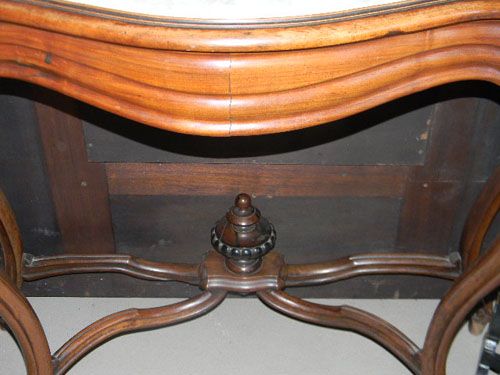 PR ANTIQUE ROCOCO MAHOGANY MARBLE TOP CONSOLE TABLE  