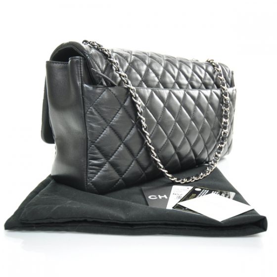 CHANEL Lambskin Jumbo COCO RAIN Flap Bag Black NEW CC  