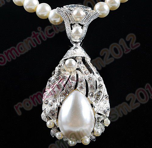 FREE Wedding pearl crystal choker necklace EARRING set  
