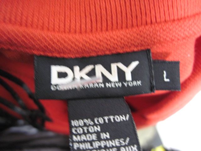 DKNY Red Sleeveless Polo Shirt Top Sz L  