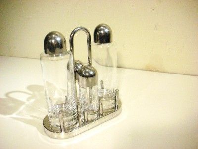 ITALIAN OIL VINEGAR SALT PEPPER CRYSTAL CONDIMENTS SET  