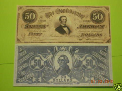 Copy Confederate CSA Replica Currency Money Repro Note  