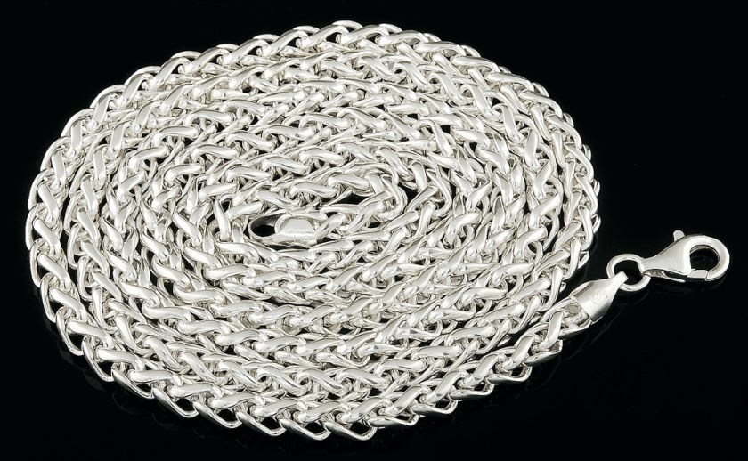 Mens 16 36 Inch Real 925 Sterling Silver Wheat Chain 5.5 mm Basket 