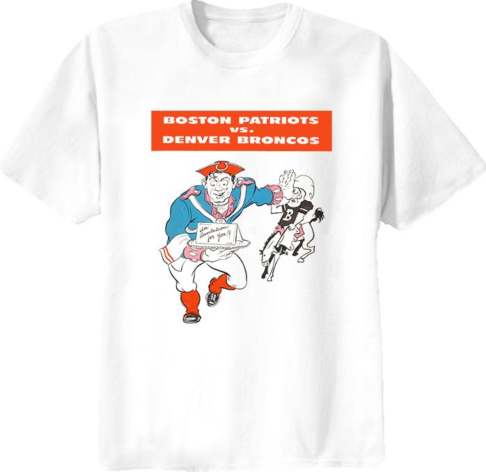 Retro Boston Patriots Vs. Denver Broncos T Shirt White  