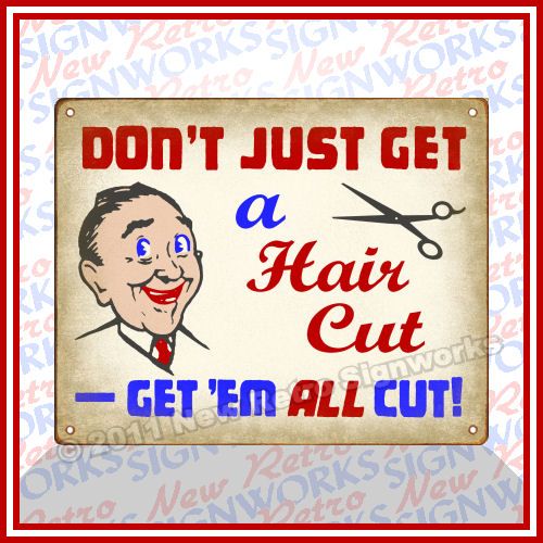 Hair Cut Joke SIGN Barber Shop Scissors Razor Vintage  