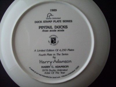 1989 PINTAIL DUCKS UNLIMITED DUCK STAMP PLATE SERIES  