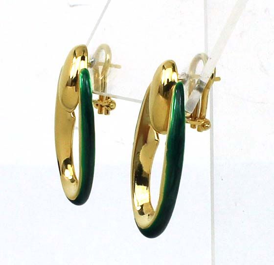 DESIGNER FARO 14K GOLD & ENAMEL LADIES DANGLE EARRINGS  