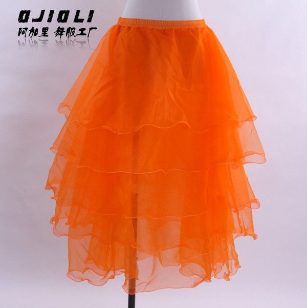 Belly Dance Costume Long Tiered Skirt Orange  