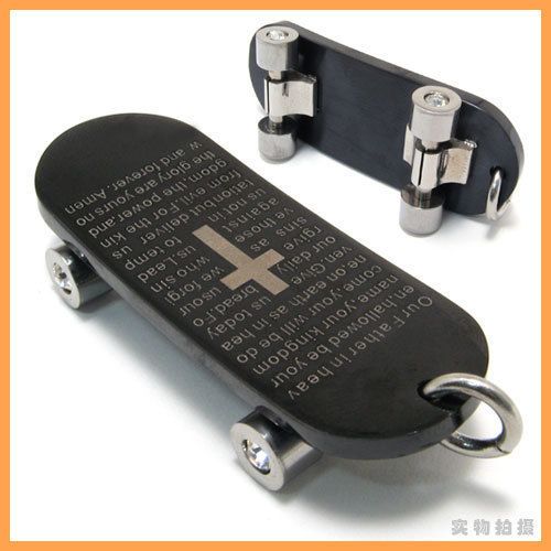 Hip Hop Cross Skateboard Stainless Steel Mens Pendant  