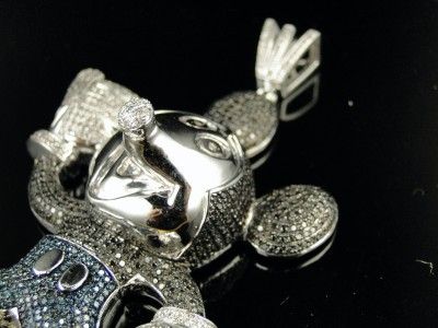 10K WHITE GOLD MICKEY MOUSE XL DIAMOND PENDANT 12 CT  