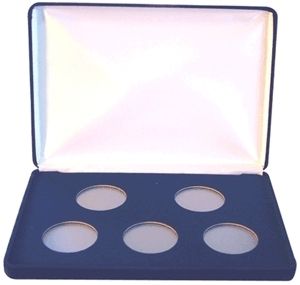 VELVET DISPLAY BOX FOR 5 COIN CAPSULES (HOLDERS) SIZE H  