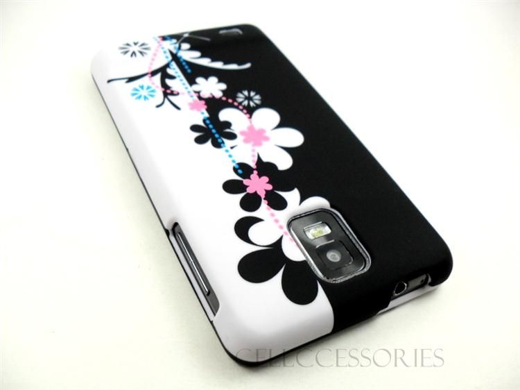 SAMSUNG INFUSE 4G WHITE BLACK PINK FLOWERS COVER CASE  