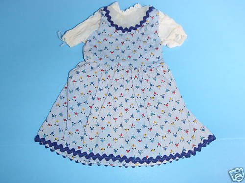 Old Vintage Doll Clothes Adorable Print Dress  